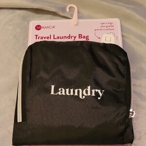 Miamica Travel Laundry Bag - Black with White Text Brand New Li T